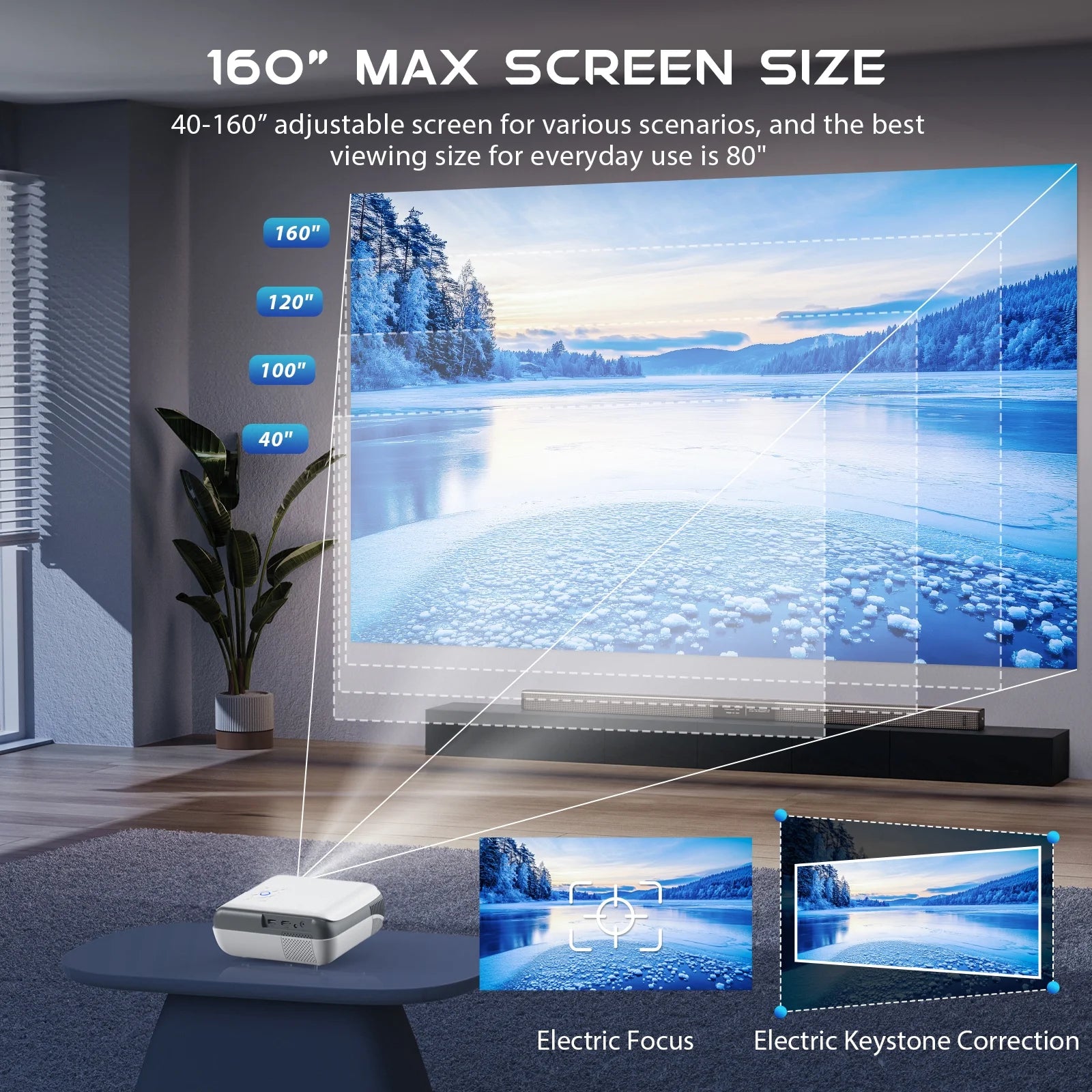 4K Google TV Projector,Google Officially Licensed,Dolby Audio,Electric Focus & Auto Vertical Keystone